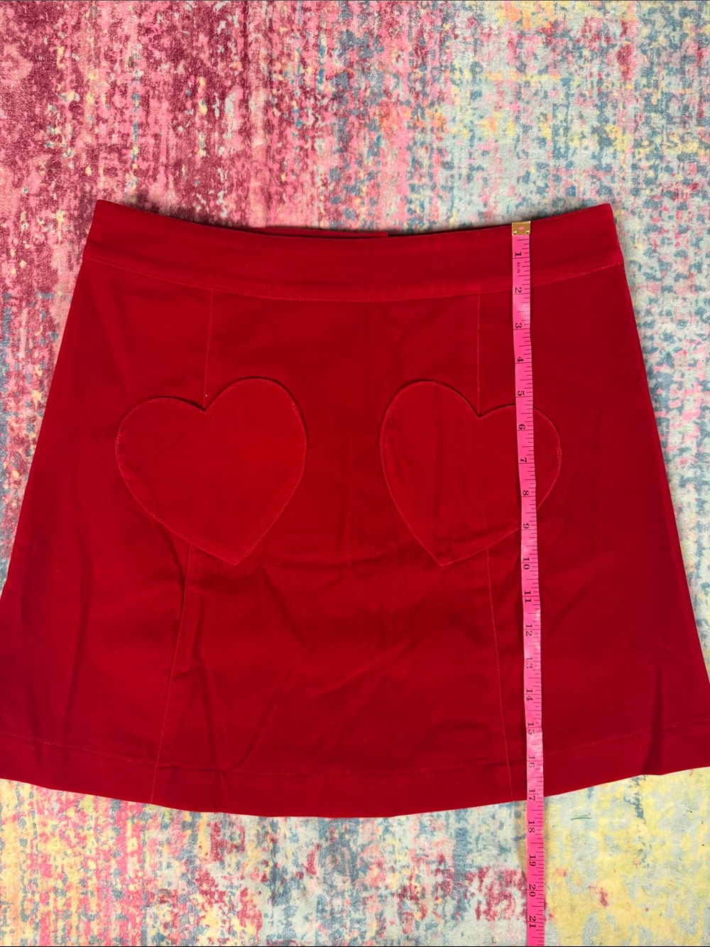 Lazy Oaf Red Mini Skirt with Black Heart Buttons - Picture 5 of 6